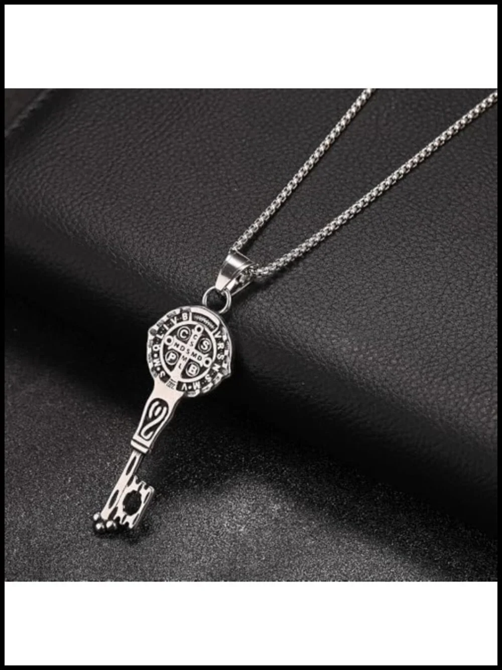 Saint Benedict Key Necklace, Stainless Steel Exorcism Medal Pendant, Catholic